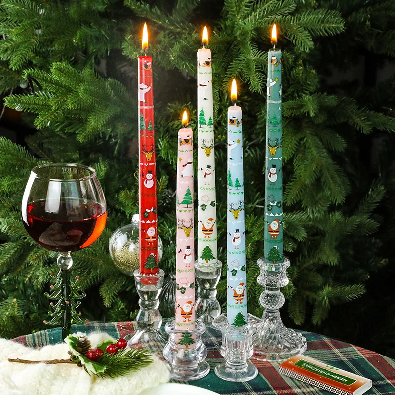 Christmas 25CM Christmas Banquet Candle Ornament Candlelight Dinner Decoration Long Pole Wedding Smokeless Atmosphere Candle