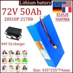 21700 72V 50Ah lithium battery pack rechargeable 20S10P 0-3500W built-in BMS motor high-power 84V+5A charger