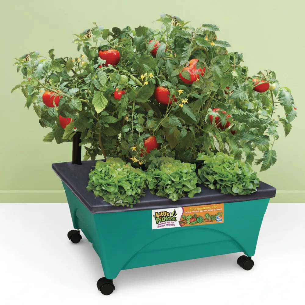 

Kids Mobile Raised Bed Grow Box - Self-Watering Garden Planter with Casters for Children's Gardening Education
