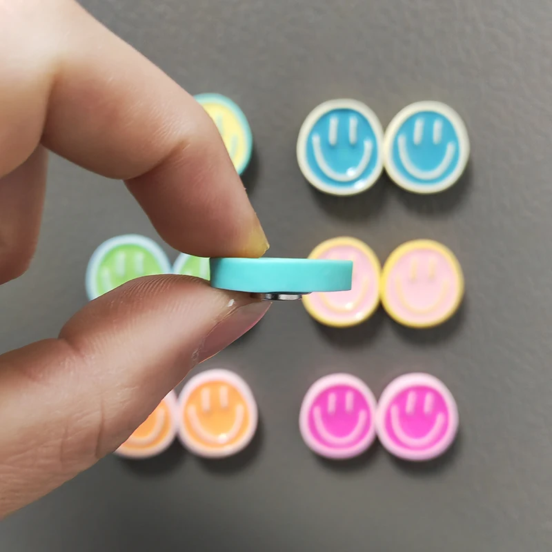 6/12 Pcs Mixed Colors Smiling Face Expression Refrigerator Magnets Home Whiteboard Smile Fridge Decoration Photo Message Board