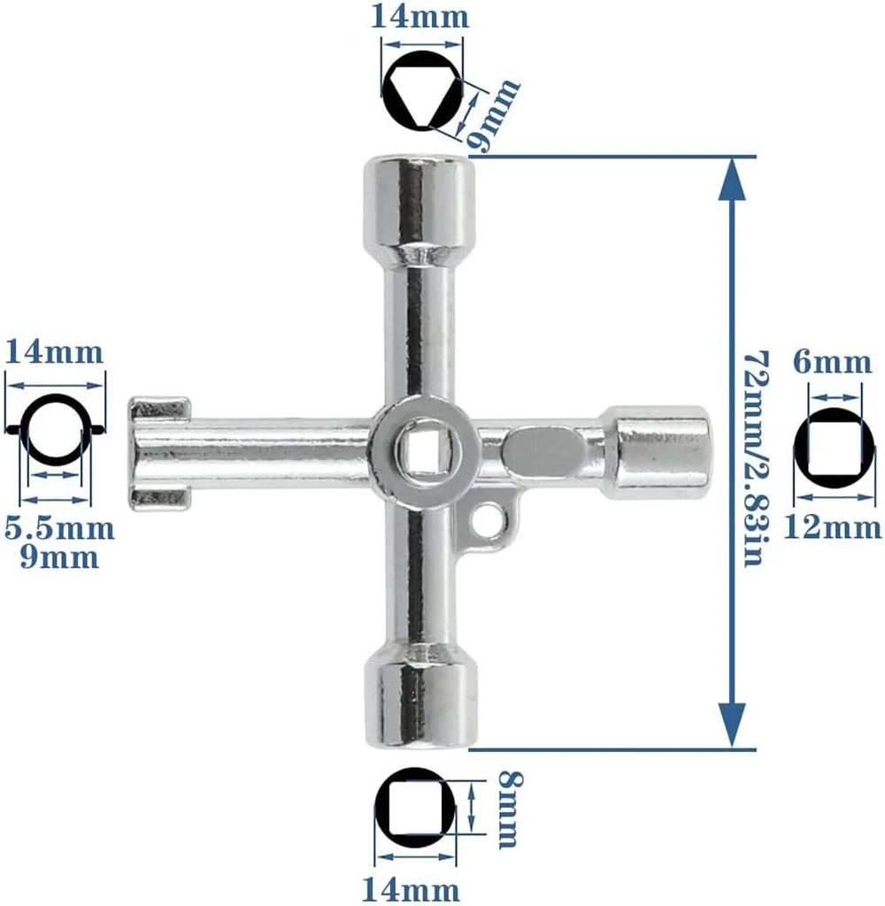 Multifunktionaler Water Utility Triange Schlüsselschlüssel, Sanitärschlüssel, quadratischer Dreieckszug, elektrischer Schrank, Aufzugsschrank – Detail 7