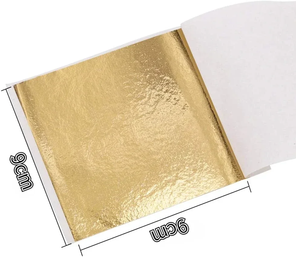 9x9cm 100/500 Sheets Practical K Pure Shiny Gold Leaf for Gilding Funiture Lines Wall Crafts Handicrafts  Decoration