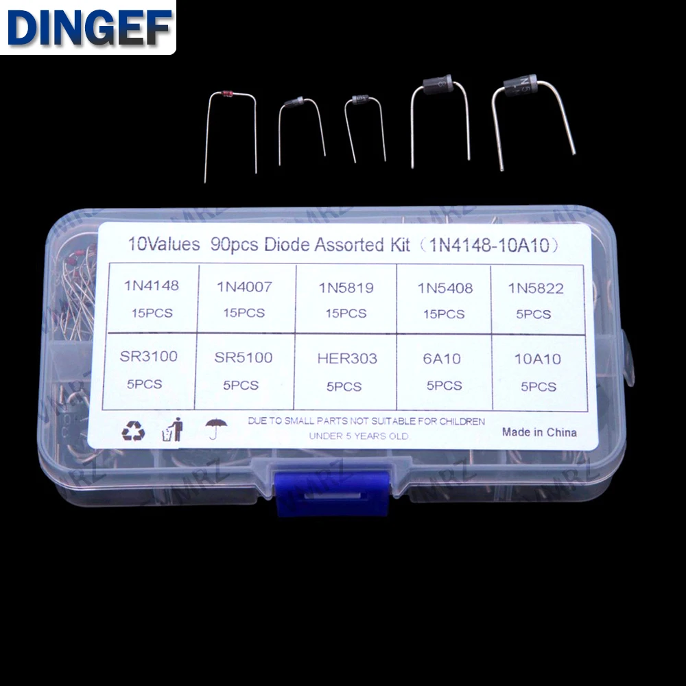 10Values 1N5408 1N5822 SR3100 1N4007 1N5819 Schottky 10A10 rectifier fast recovery diode 1N4148 1N5822