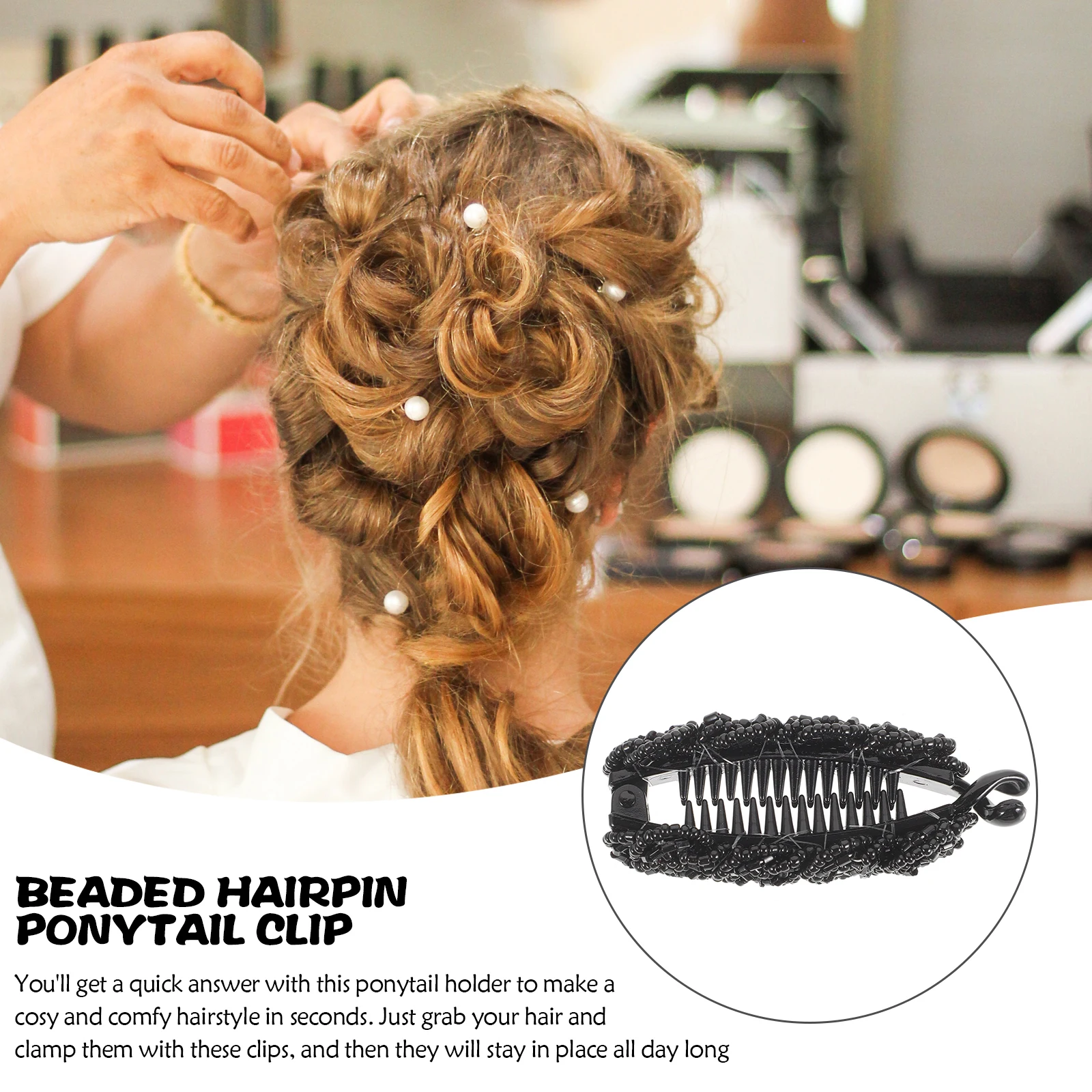 

Black Banana Hair Clip Barrette Ponytail Holder Fasten Hair All Day Perfect for Work Updo Ponytail Clip