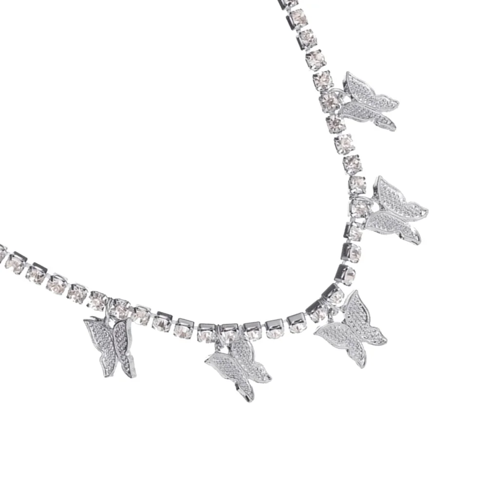 

Sterling Butterfly Necklace Choker Necklaces for Woman Decorative Female Rhinestones Creative Girl