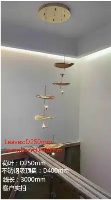 Loft Nordic LED lotus Plafondkroonluchter voor woonkamer keuken koper Hangende hanglamp lamp Slaapkamer kinderkamer