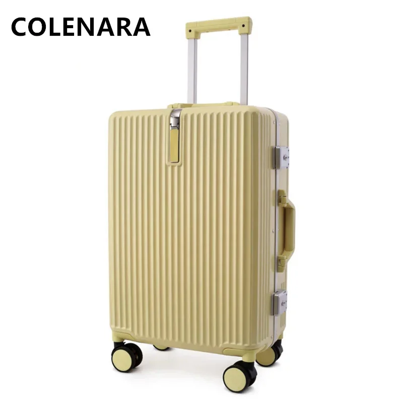 COLENARA Cabin Suitcase 18"20"22"24"26 Inch PC Trolley Case Aluminum Frame Boarding Box Strong and Durable with Wheels Luggage