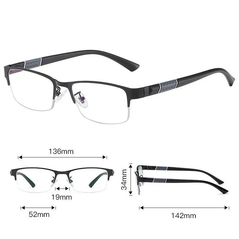 Men\'s Photochromic Myopia Glasses Vintage Business Half Frame Minus Sight Eyewear Male Outdoor Color Changing Sunglasses 0To-4.0