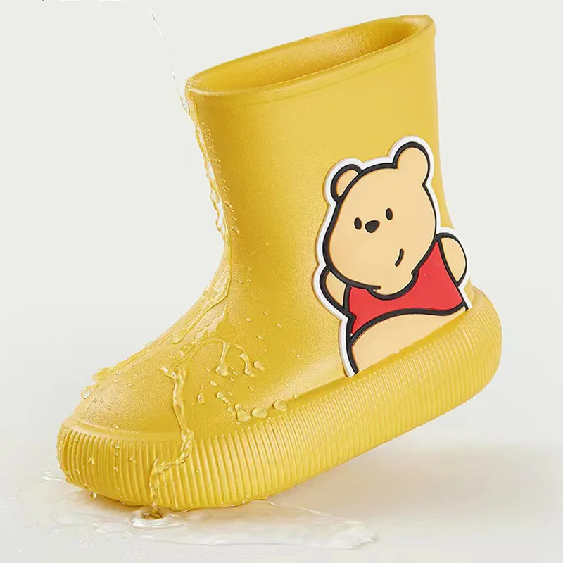 Baby Boy Girl Cartoon Rain Boots Infant Toddler Child Shoes PVC Waterproof Soft Bottom Thick Soled Boots Bear Baby Shoes 1-6Y