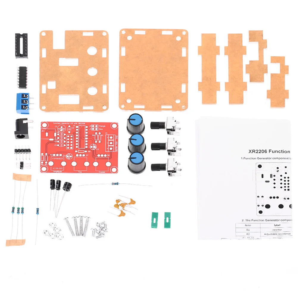 1Hz-1MHz XR2206 High Precision Function Signal Generator DIY Kit With Shell Adjustable Frequency Range Sine Triangle Square Wave