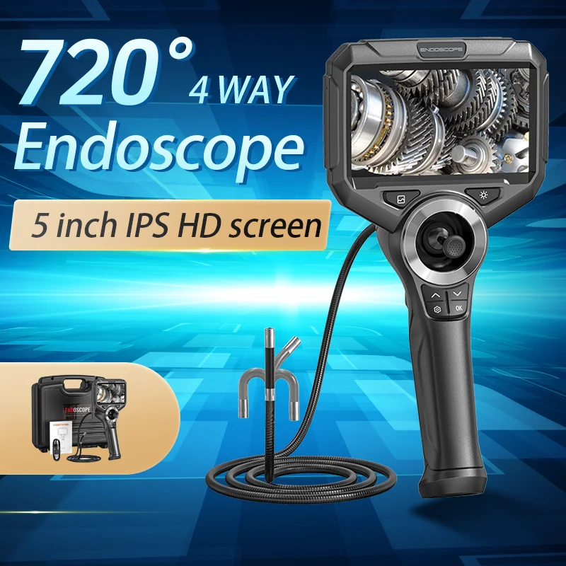 360°Joystick Articulating Borescope 6.2mm IP67 Waterproof Probe 4 Ways Endoscope Inspection Camera with 6 LED For Snake Tube