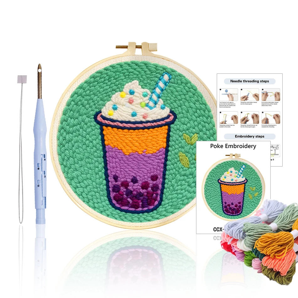 GATYZTORY Beverage dopamine color decoration punch embroidery needle set Diy crafts supplies adults For Beginner Sewing Tufting