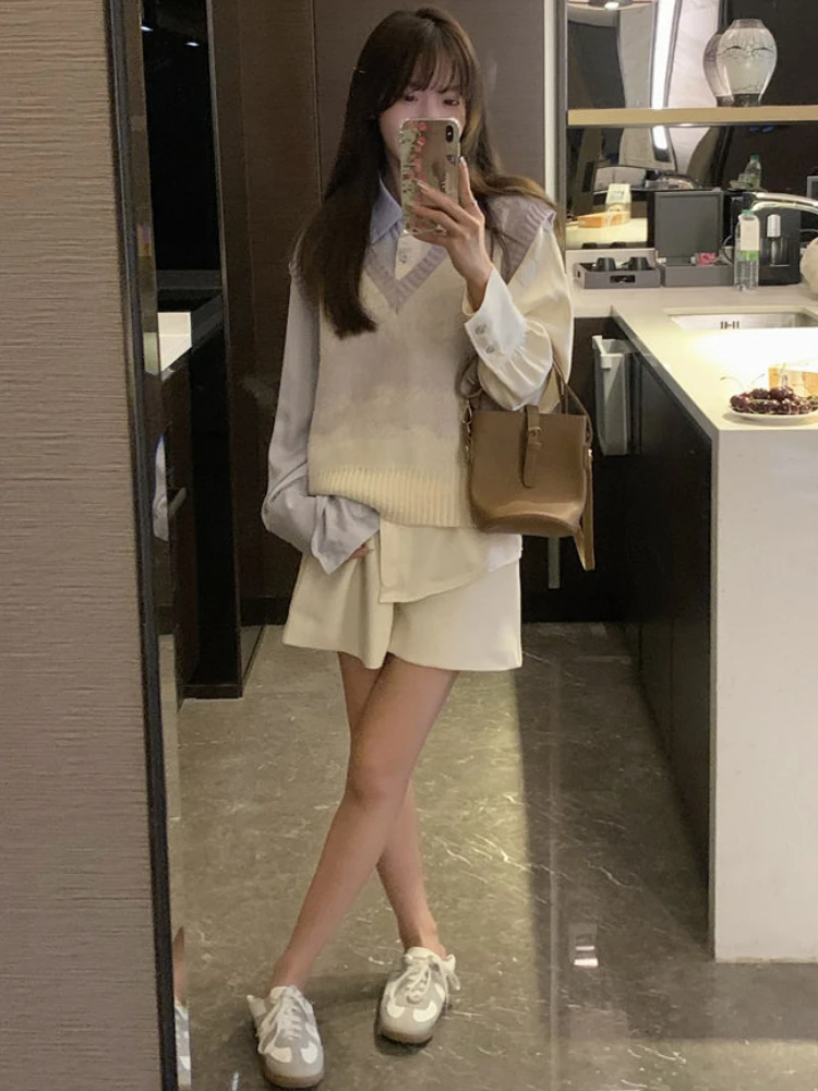 Purple Sweater Vests Women All-match Gentle Japanese Style Sweet Ins Casual College Spring Fashion Vintage V-neck Knitted Loose