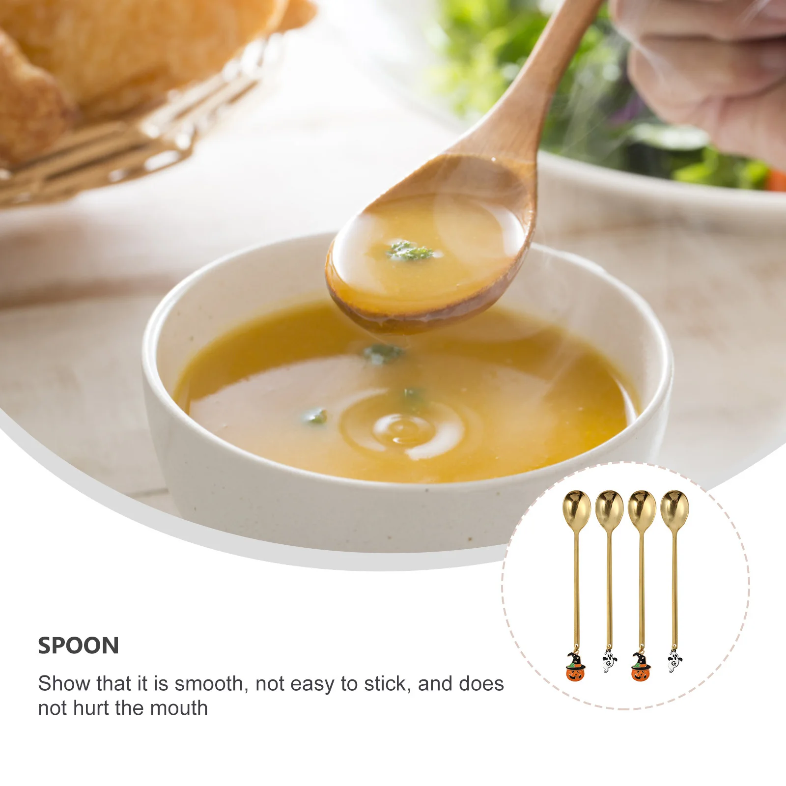 4 قطعة ملاعق اليقطين الهالوين الفولاذ المقاوم للصدأ الحلوى المجارف اثارة خلط ملاعق للقهوة كعكة البطيخ جمع الحفلات #3