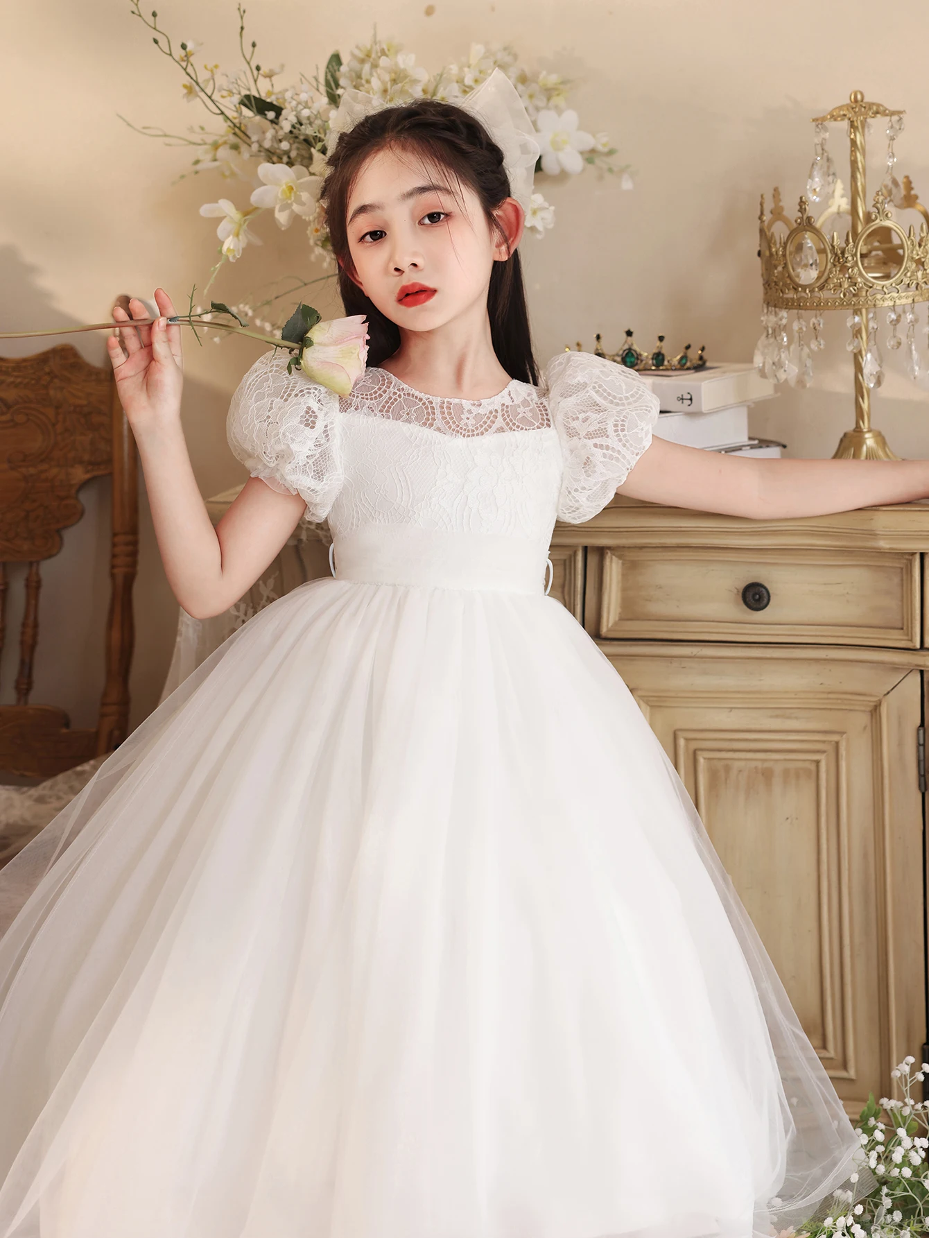 Hot Popular Girl Kids Flower Summer Gowns Apparel Child Anniversary Wedding Dress