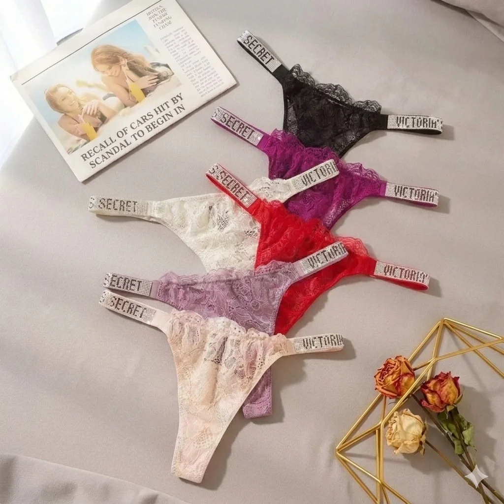 

Комплект из 3 шт. женских трусиков-стрингов Victoria's Secret: классические, полосатые, универсальные, сексуальные, моделирующие, дышащие, мягкие, с V-образной цепочкой