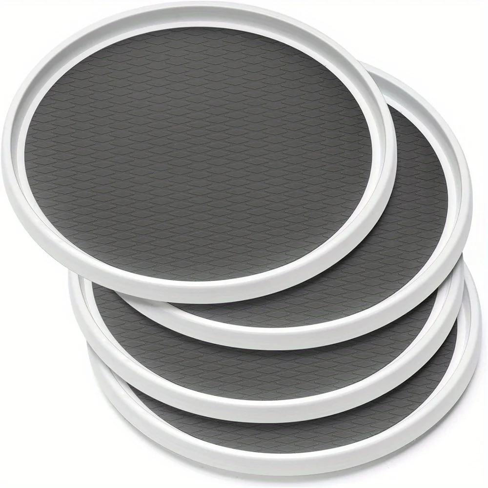 4pcs Non-Skid Lazy Susan Turntable Rack Organizers for Kitchen Cabinet Pantry Storage Fridge Bathroom - Rotating Storage Solutio