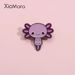 Cute Axolotl Enamel Pin Custom Pink Salamander Brooches Lapel Shirt Badges Cartoon Animal Jewelry Gift For Kid Friends