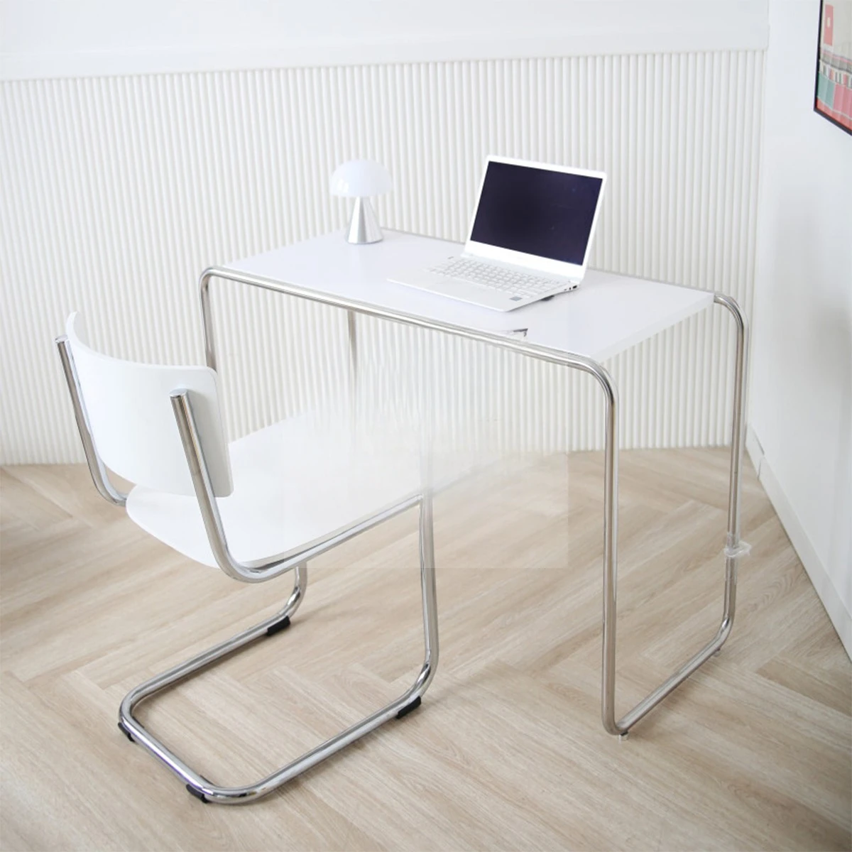 Light luxury modern light luxury stainless steel desk minimalist high-end computer  ins study office