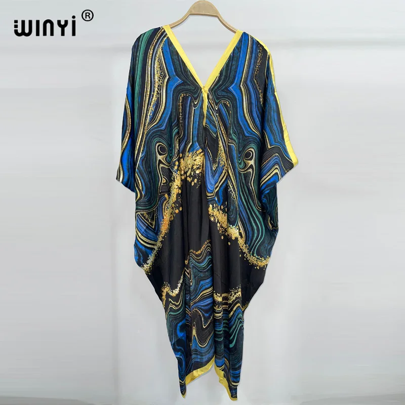 WINYI 2023 new Bohemian fashion Print Women Beach Dress Bathing Suit Cover Up Summer For Woman Beachwear Robe de plage Kaftan