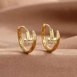Plated Zircon Round Circle Hoop Earring for Women Minimalist Trendy Accessories Party Wedding Jewelry gifts
