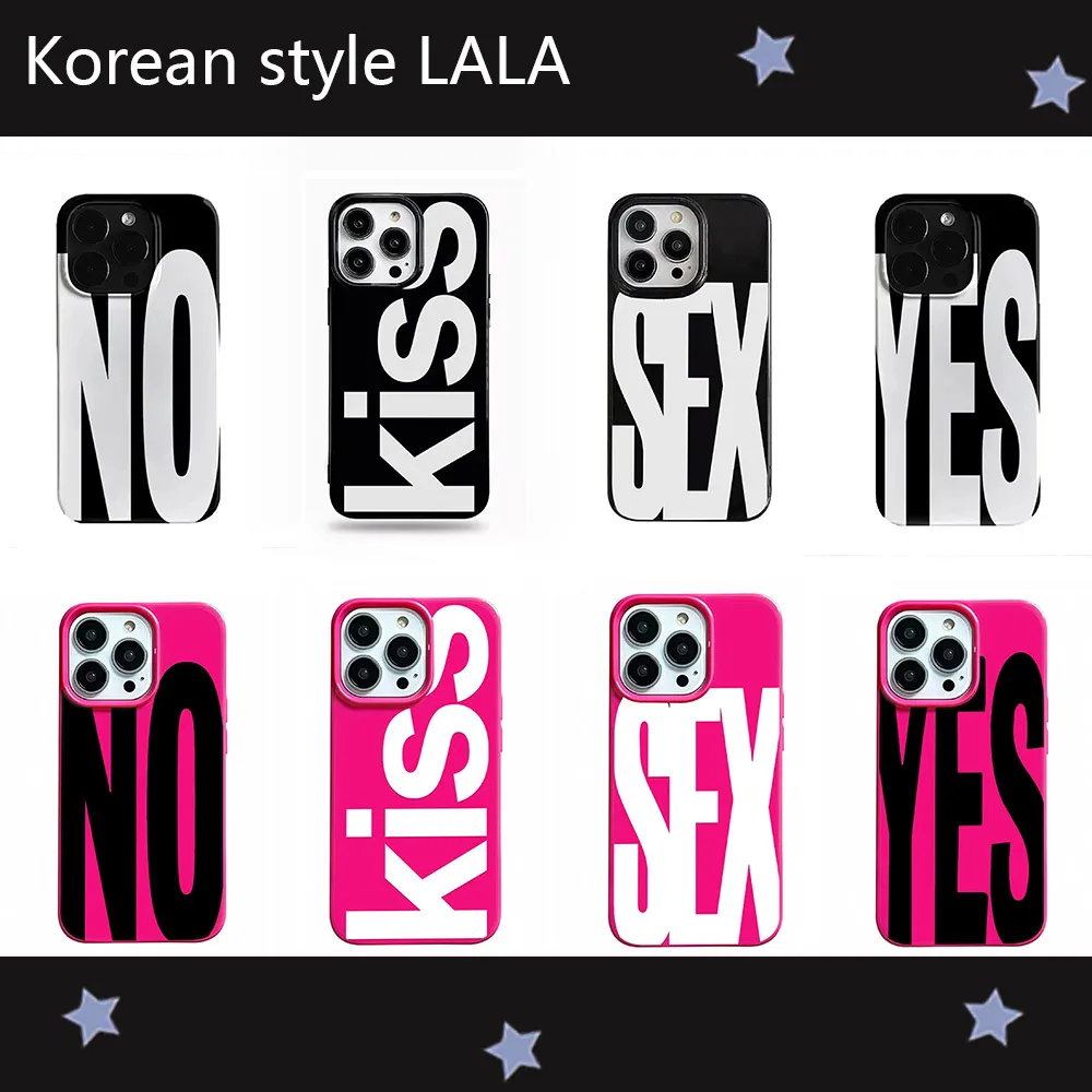 LALA Trendige Buchstaben Handyhülle für iPhone 17 16 15 14 13 12 11 Air Pro Max X XS XR XSMax 7 8 Plus Glänzende Folie Harte PC-Hülle