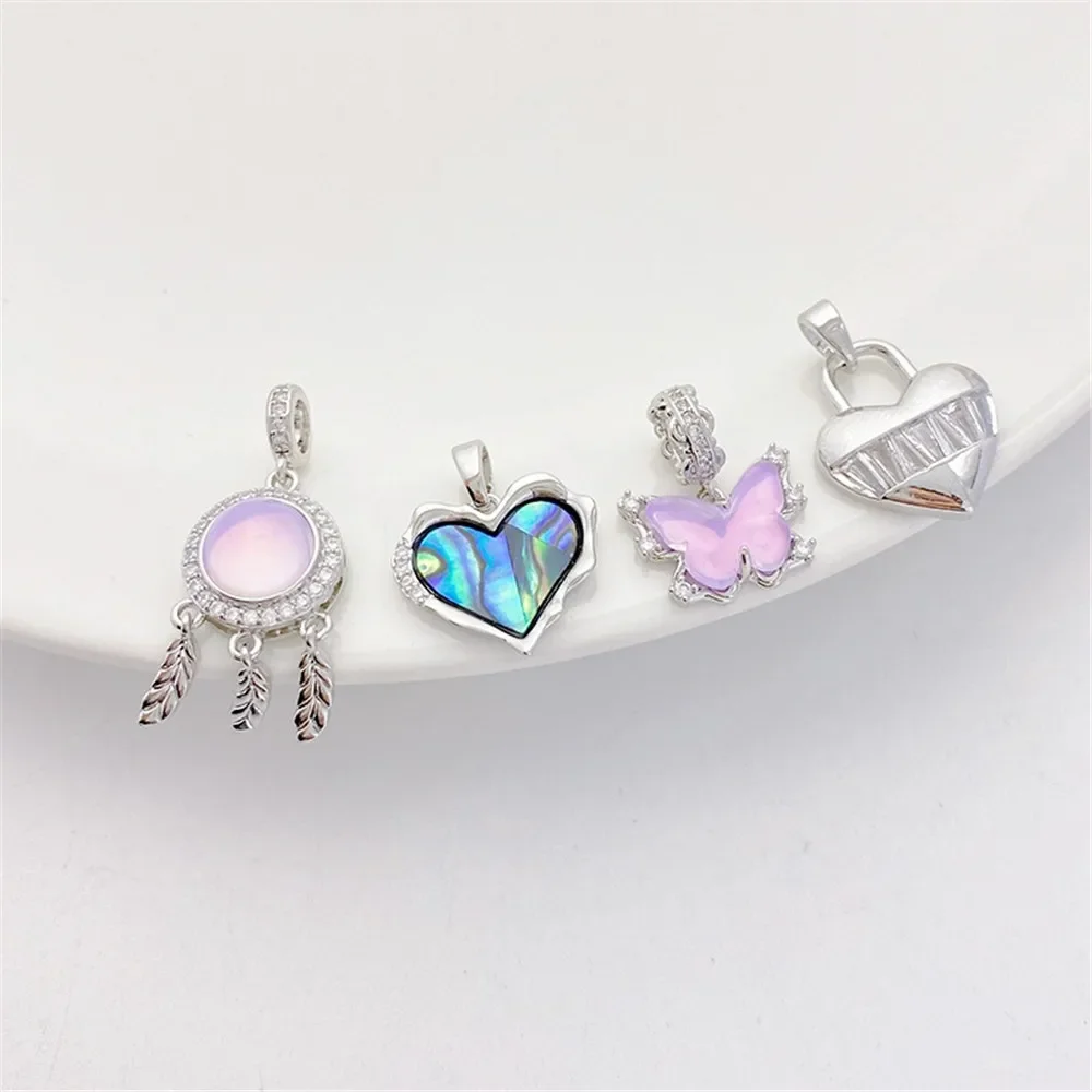 

White Gold Love Butterfly Dream Catch Net Charm Pendant DIY Jewelry Supplies Beads for Necklace Bracelet Craft Accessories