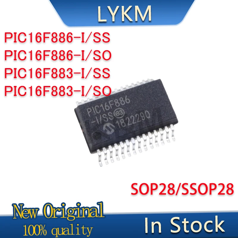 1/PCS New Original PIC16F886-I/SS PIC16F883-I/SS SSOP28 PIC16F886-I/SO PIC16F883-I/SO PIC16F886 PIC16F883 SOP28 chip In Stock