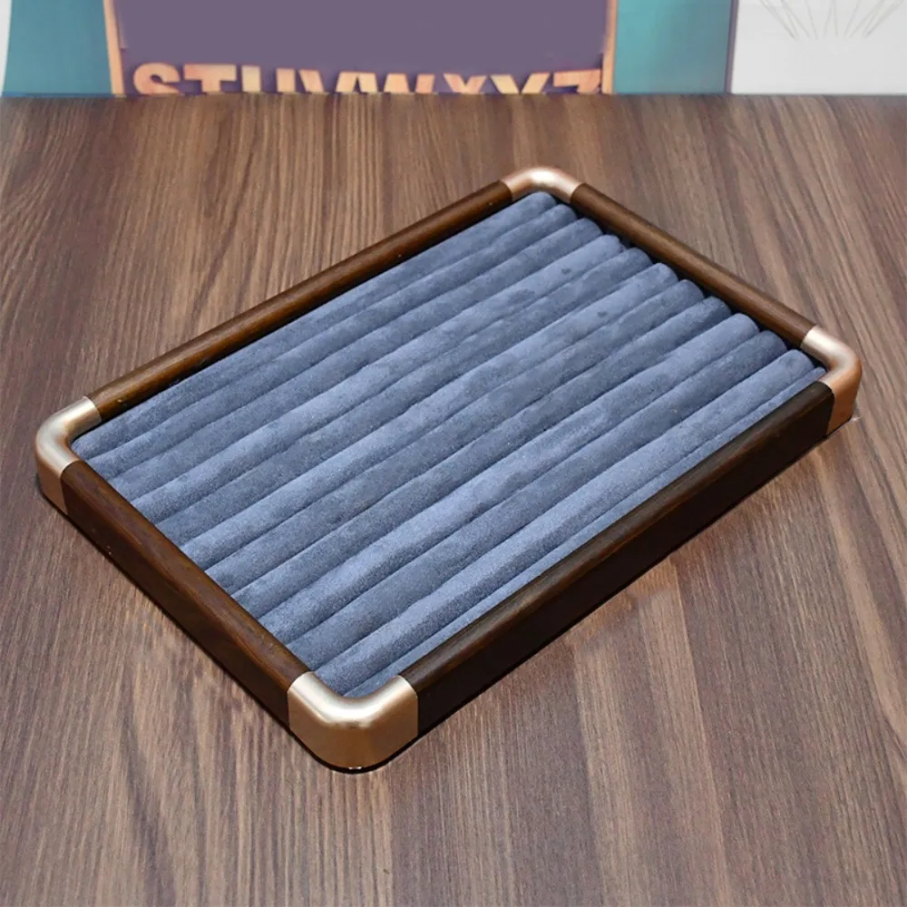 

Бархатный деревянный поднос для ювелирных изделий, большая емкость, ожерелья, браслеты, поднос для ювелирных изделий, коробка для хранения, серьги, кольца