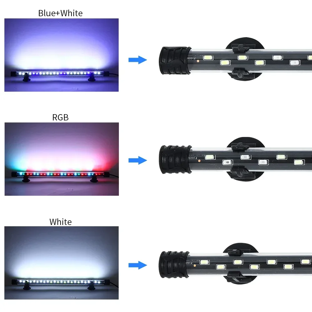 Luz LED para acuario, lámpara impermeable para cultivo de plantas, 18-58CM, iluminación para decoración de acuarios subacuáticos, 90-260V, chip 5730