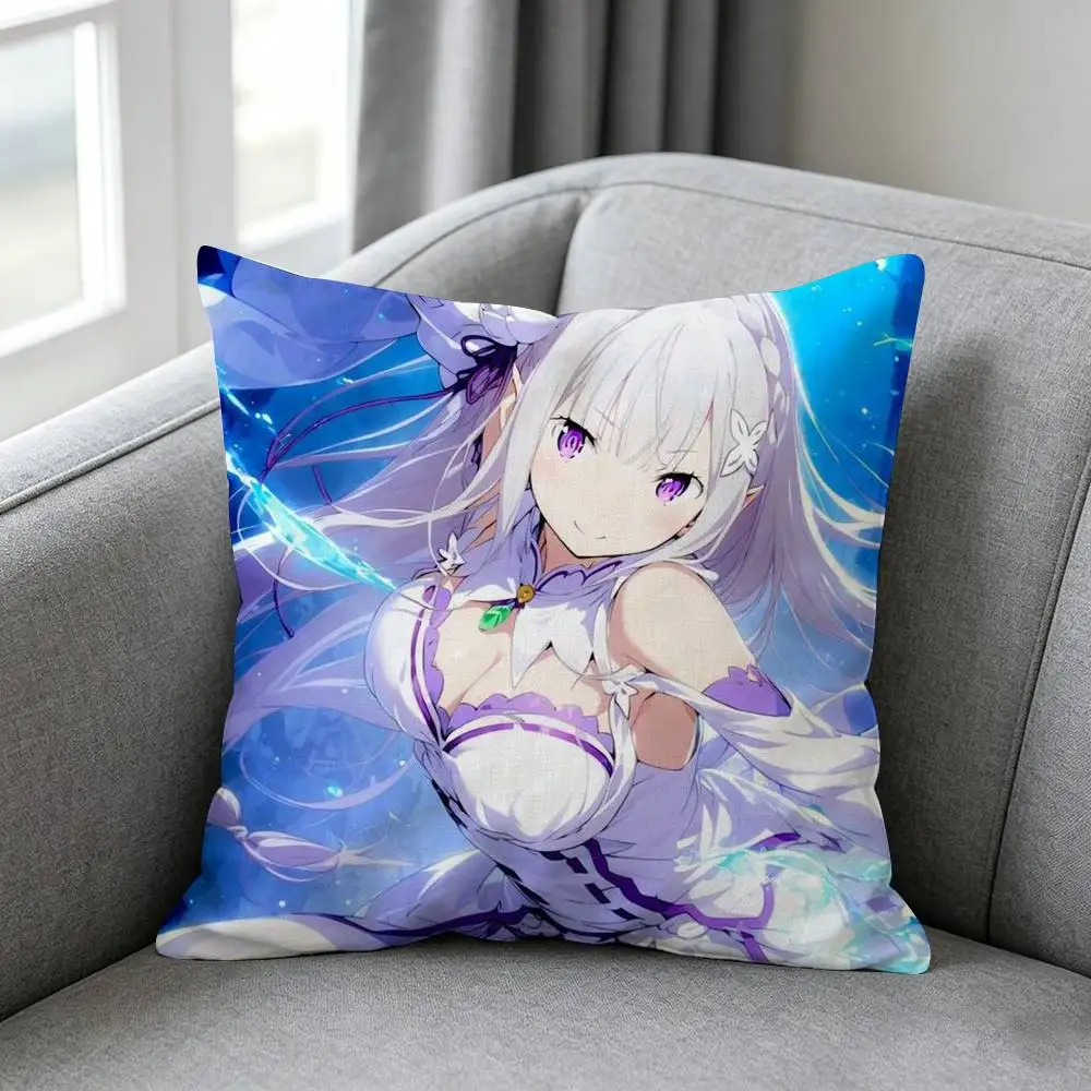 Emilia-a Re Zero-o Pillow cover gift High definition digital printing,Surprise  vivid pattern Household.