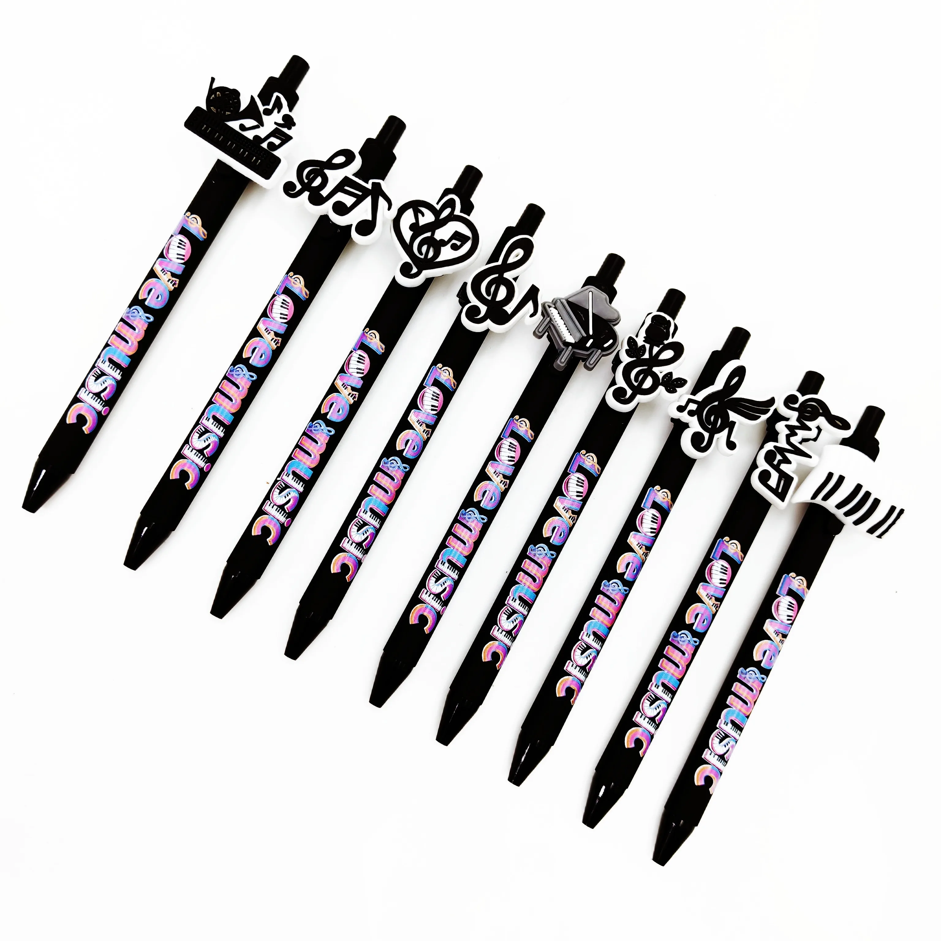 5PCS/10PCS Music Note Theme Ballpoint Pen Creative Black Design Ballpoint Pen Student Writing Gift Pen