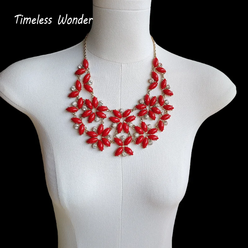 Timeless Wonder Fancy Zircon Geo Floral Statement Necklace for Women Designer Jewelry Runway Trendy Art Deco Luxury Rare 4426