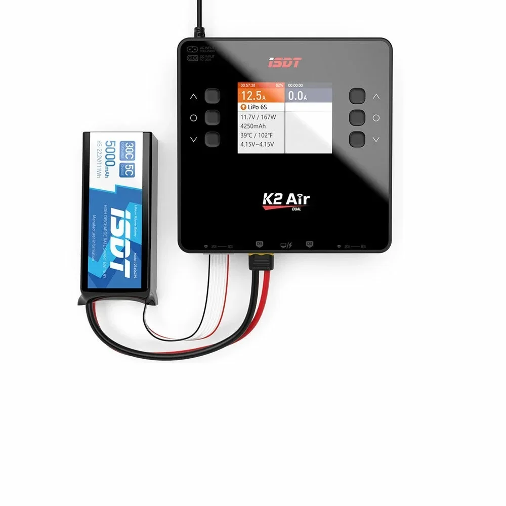 2026 hot sale ISDT K2 Air AC 200W DC 500Wx2 20A Dual Channel Balance Lipo Charger Discharger for Lipo NiMh Pb Battery thumbnail 5