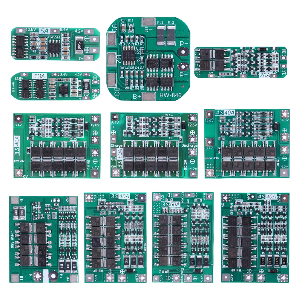 Board Module 3S/4S 5A 10A 20A 25A 40A 60A Li-ion Lithium Battery Charger Module 18650 BMS for Drill Motor