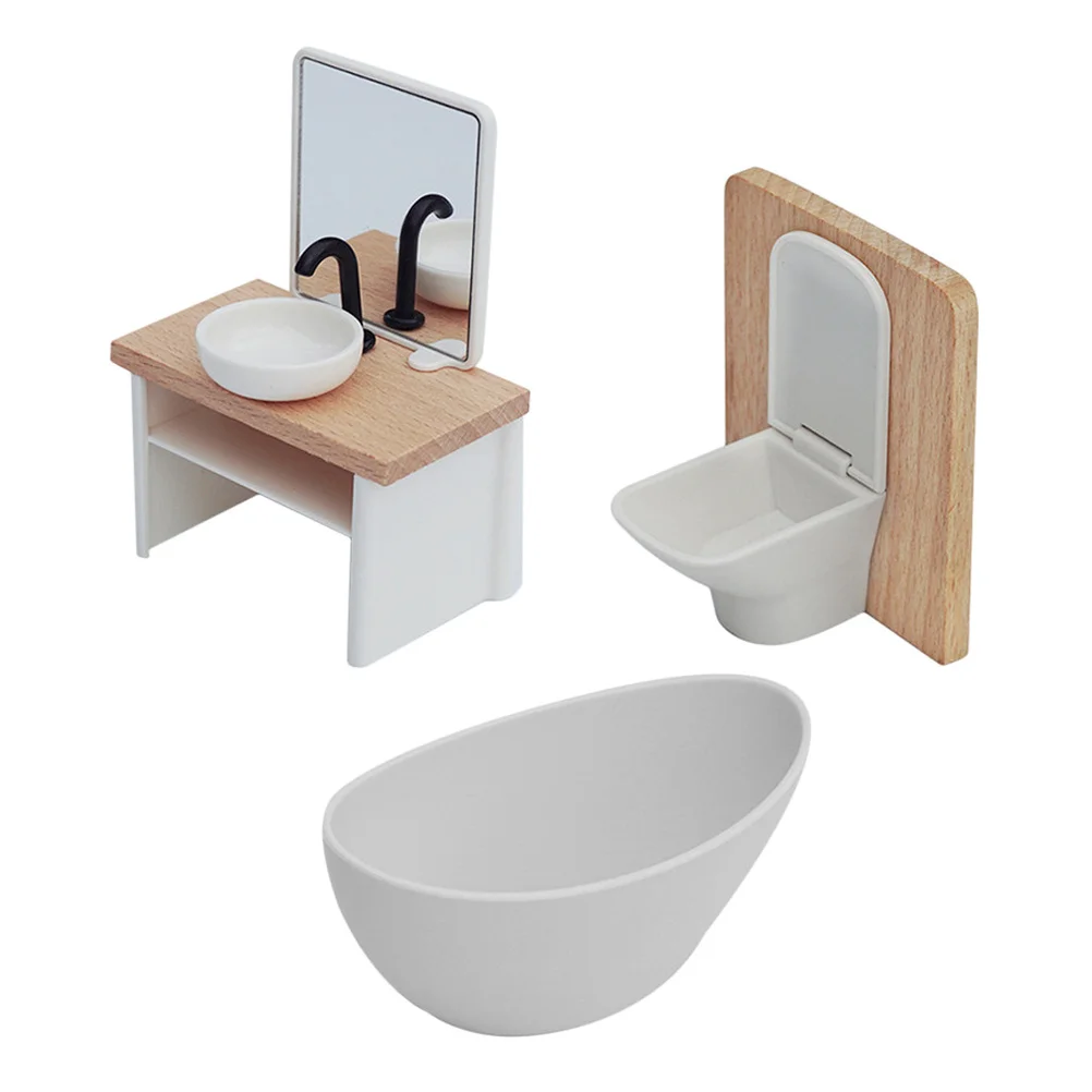 1 Set Mini-Badezimmer-Zubehör-Set: Realistisches Puppenhaus-Möbelset im Maßstab 1:12 für Rollenspiele, Eltern-Kind-Verbindung,