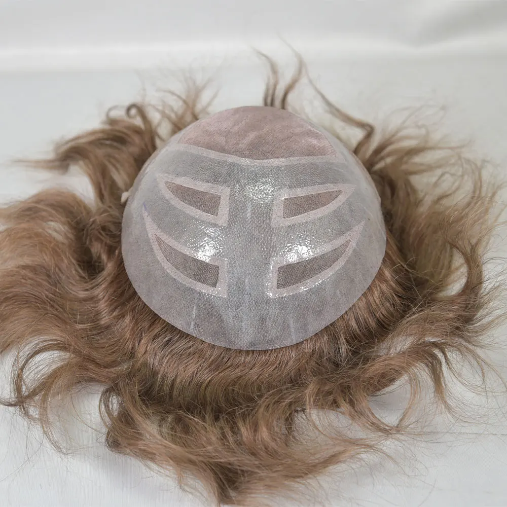 

Прочный мужской парик из натуральных волос с французской кружевной основой, имитирующий естественную линию роста волос, тонкий моно-парик для мужчин, 8x10 дюймов