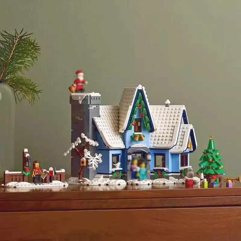 

1445 шт., креативные зимние деревенские строительные блоки Санта-Клауса для посетителей, вид на город, сборка, рождественские подарки для детей