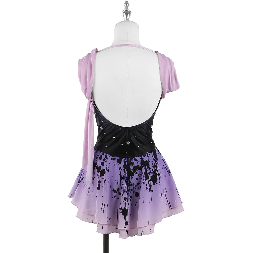 Zagitova Figure Skating Dress Women Girls Ice Skating Skirt Performance Competition Gradient Ink Color Sleeveless