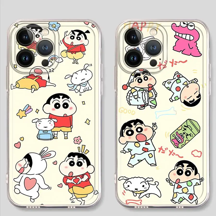 Funda Protectora para Teléfono con Diseño de Crayones Shinchan para iPhone 17 Pro Max XR 13 Pro 15 12 Mini 7 8 Air 16 14 Plus XS Max 11