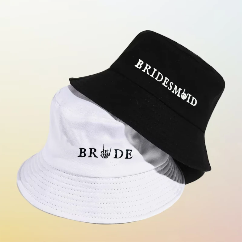 

Bride Bridesmaid Bucket Hat Halloween Western Cowgirl Gothic Wedding Bachelorette hen Party bridal shower Nash Bash trip gift