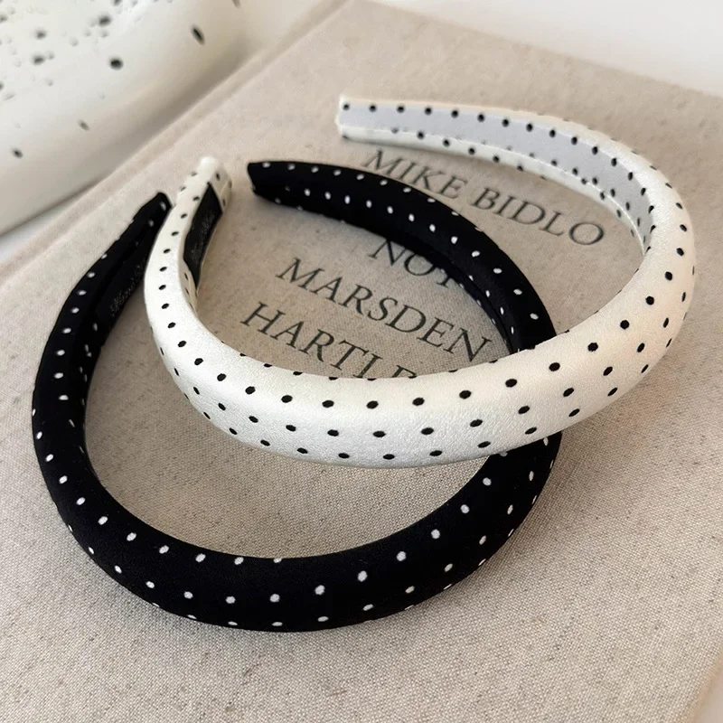 Retro Satin Polka Dot Sponge Headbands for Woman Fashion Temperament Hair Hoop Wash Face Hair Band Female Party Hair Accessories - Detail 1