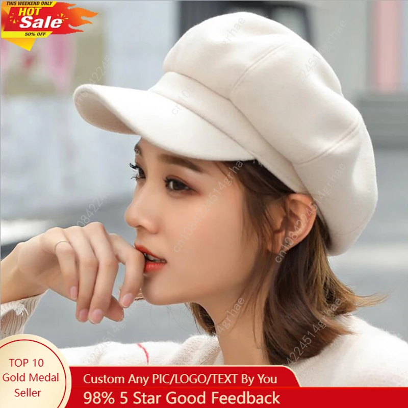 

Autumn Winter Hats for Women Solid Plain Octagonal Newsboy Cap Men Ladies Casual Wool Hat Winter Beret Women Painter Caps