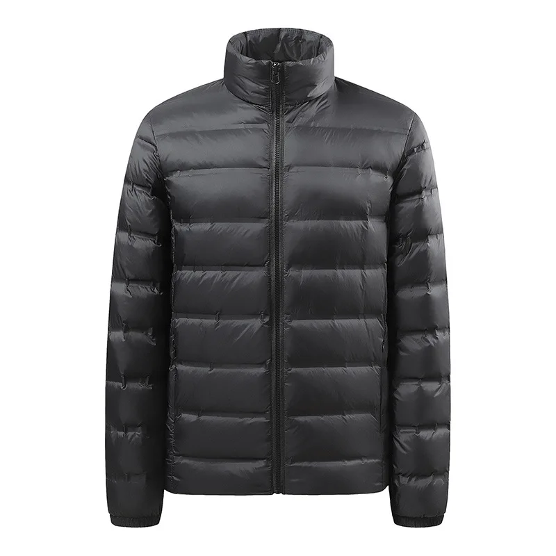 Men's Stand Collar Lightweight Down Jacket Winter New Style Windbreaker Inner Liner Warm Casual Solid Color Simple Youth Coat