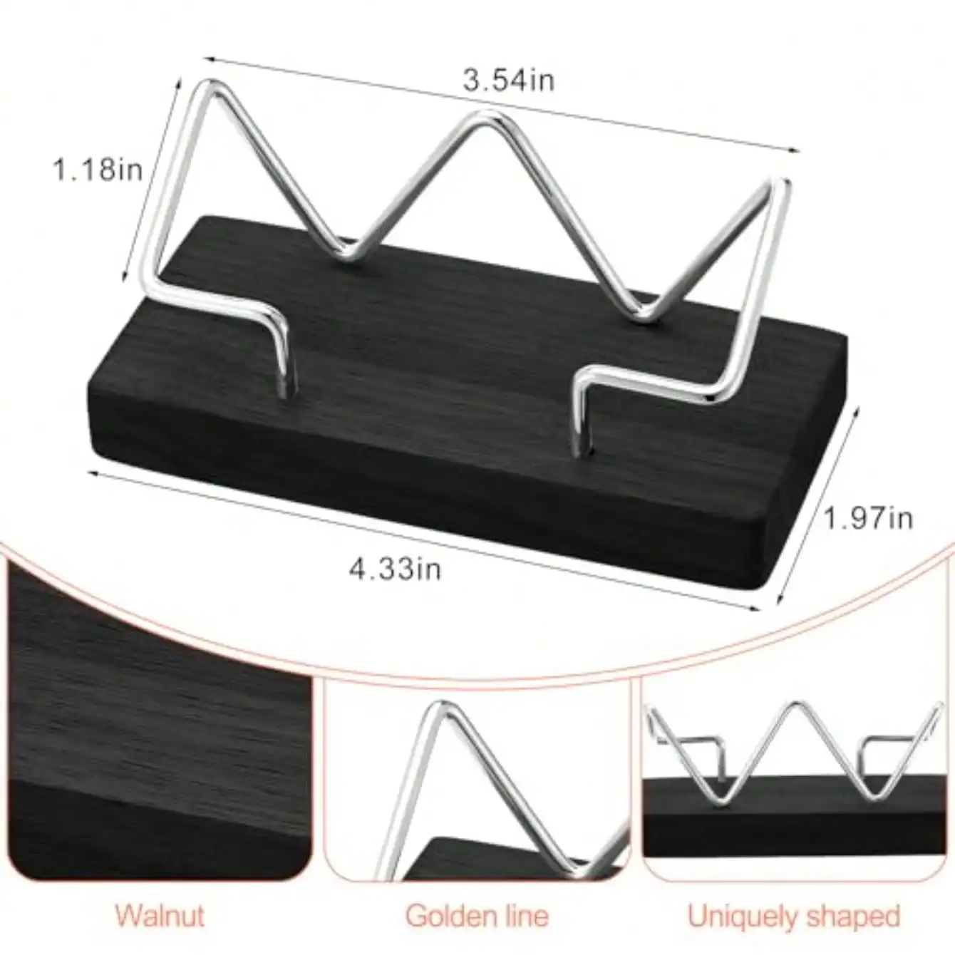 2 Pieces Wood Business Card Holder For Desk Wooden Business Card Display Stand Postcard Holder For Office Home Desktop Black, Silver image 4