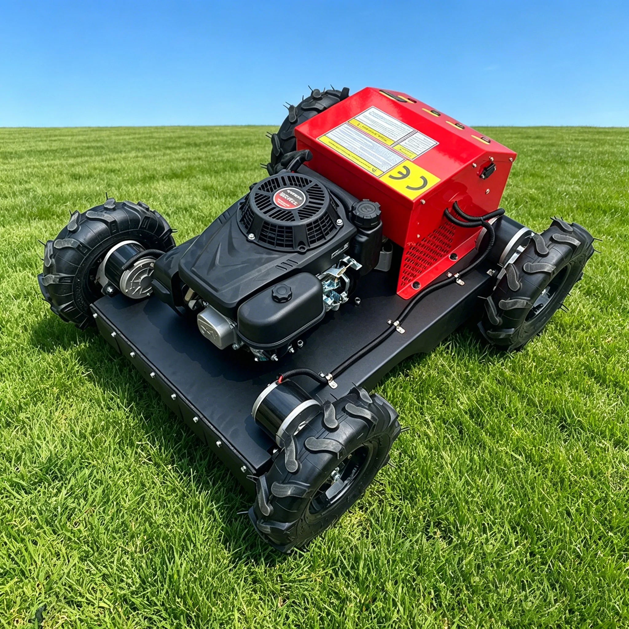 Customized wheeled remote-controlled lawn mower, four-wheel drive mini lawn mower, orchard lawn trimmer view 3
