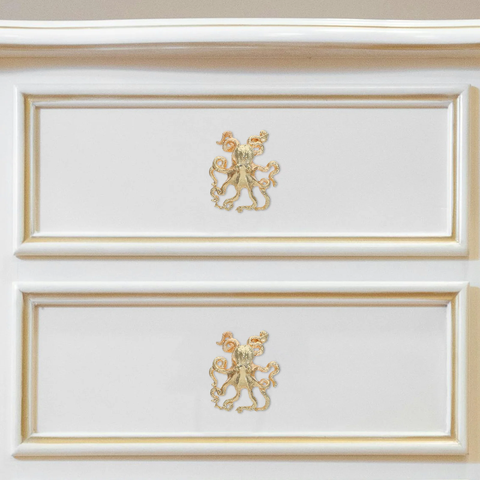 

Octopus Cabinet Knobs Nautical Style Gold Zinc Alloy Octopus Door Handles for Dressers Drawers Cupboards Coastal Beach Furniture