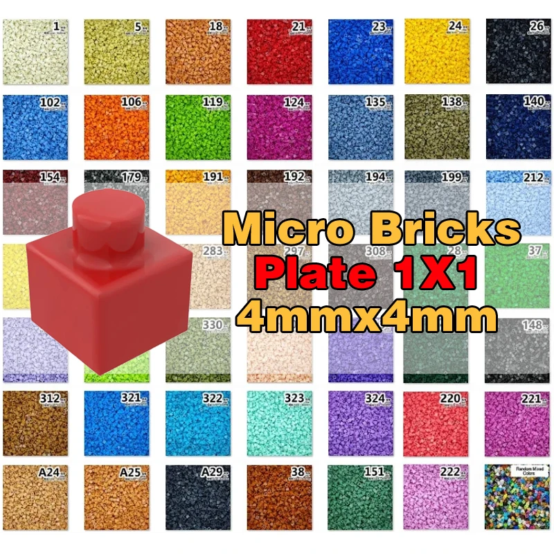 

500pcs/LOT Micro Diamond Building Block 4MM Plate 1x1 S3024 MOC Parts Pixel Art QR Code Brick Mosaic Painting Boys Girls Toy