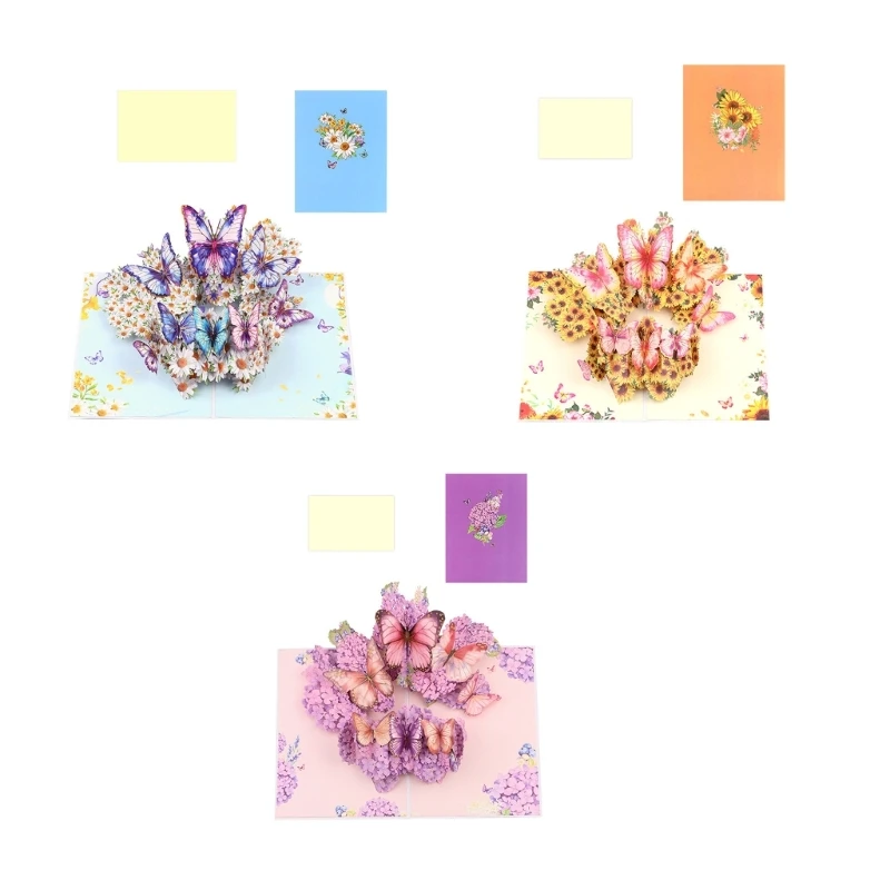 

Handmade 3D Butterfly And Floral Card Bright 3D Butterfly and Flower Card Hand Folded Paper Card for Various Festival F1CC