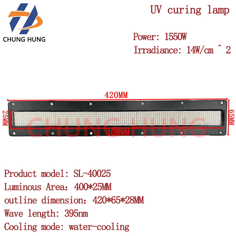

Ricoh/Kyocera/Konica industrial UV flatbed printer with high-power water-cooled UV LED curing lamp 400 * 25MM